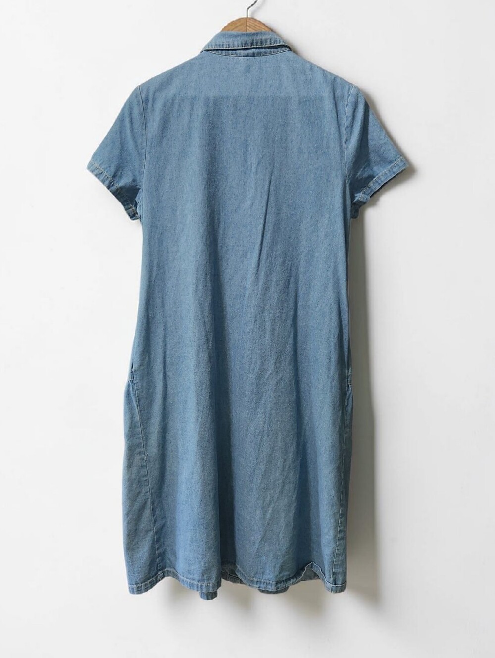 Cy Chambray Ruffle Tiered Midi Dress Women M Cottage Boho Lagenlook Short Sleeve - Picture 2 of 12